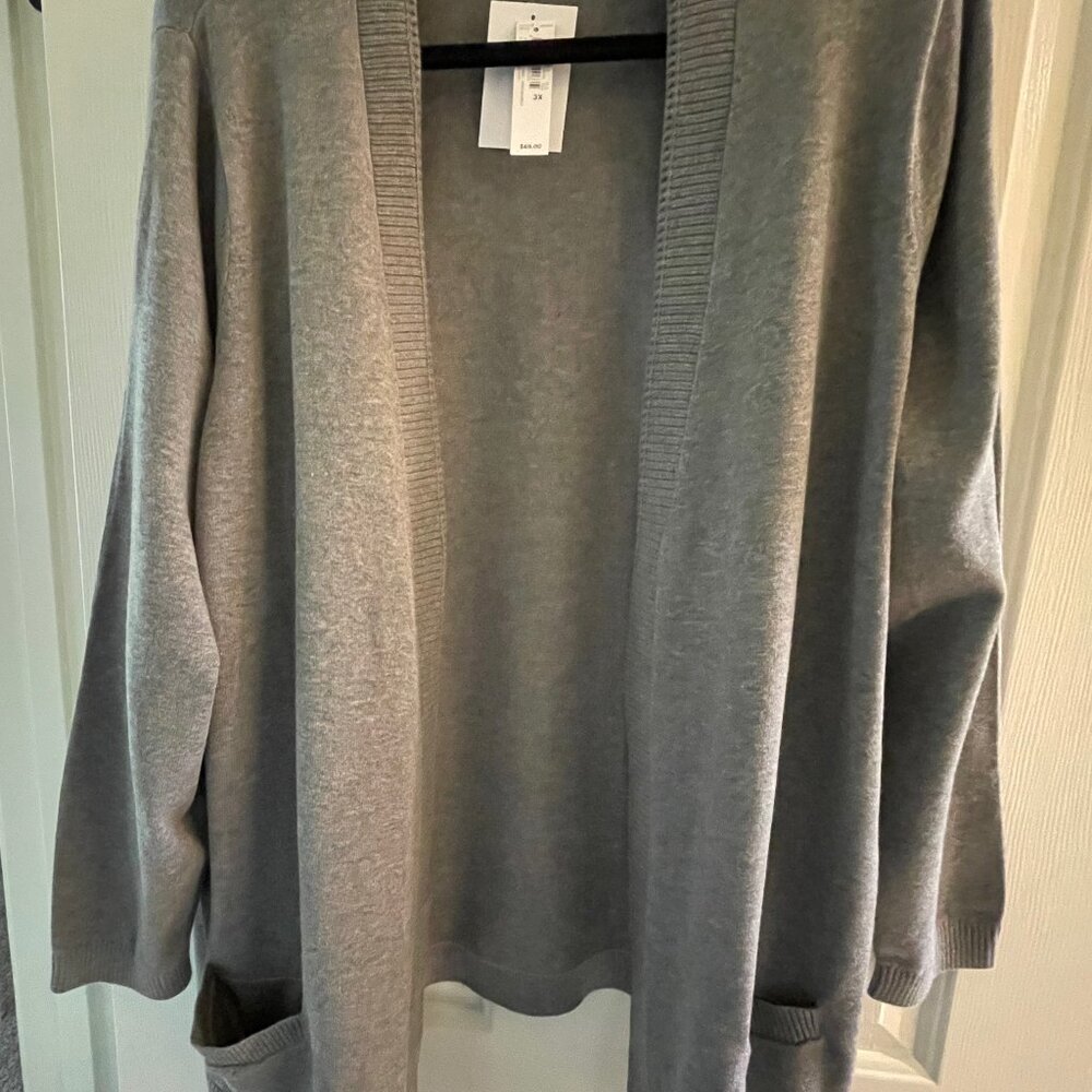 NWT Lands' End Gray "Boyfriend" Cardigan